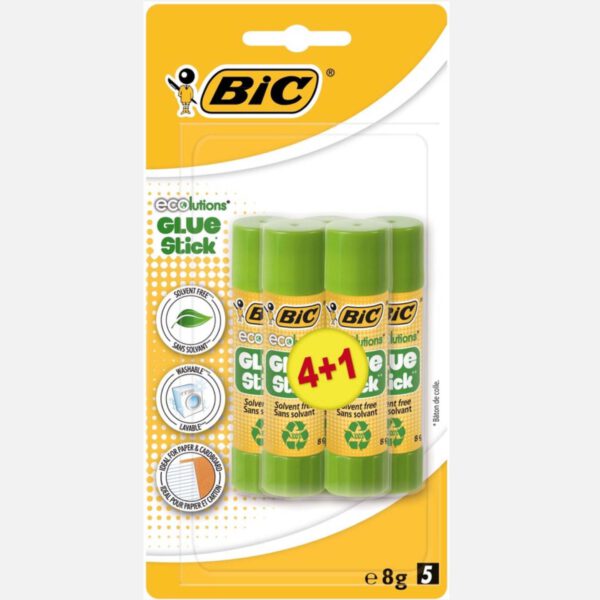 Bic – Lijmstift Ecolutions – 8g – 4 + 1 gratis