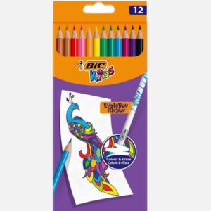 BIC Kids Evolution – Illusie – Set van 12 uitwisbare kleurpotloden