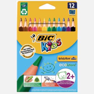 BIC Kids Evolution – Triangle ECOlutions – Driehoekige kleurpotloden – diverse kleuren – Doos van 12