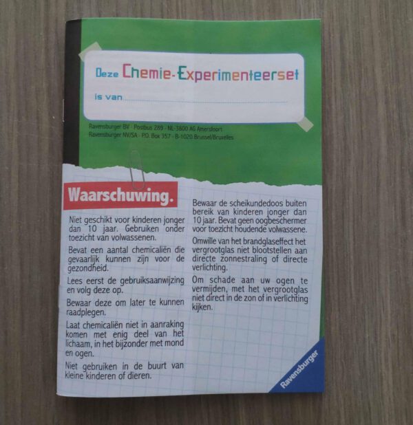 Werkboekje Ravensburger Chemie Experimentset Nederlandstalig