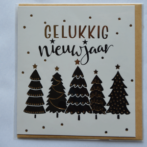 Gelukkig Nieuwjaar kerstbomen, vierkant