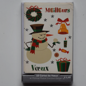 10 Kerstkaarten Kerstman/Sneeuwman Frans