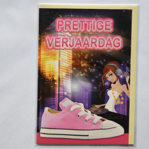 Prettige verjaardag - Roze schoen - glinster